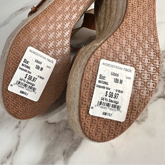Sam Edelman Maura Espadrille Tan Leather Wedge Sandals Size 10 NEW - Picture 8 of 11